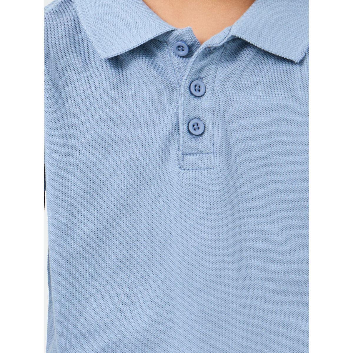 Styli Boys Light Blue Solid Cotton Polo T-Shirt-boys-clothing-tshirtsandpolos-image-4