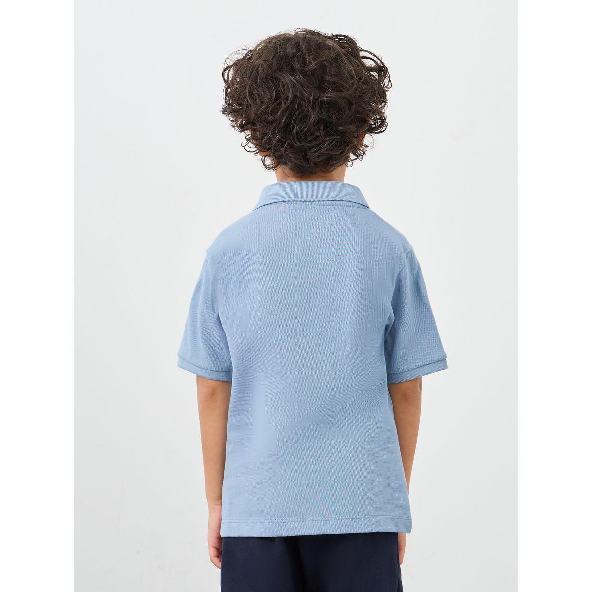 Styli Boys Light Blue Solid Cotton Polo T-Shirt-boys-clothing-tshirtsandpolos-image-5