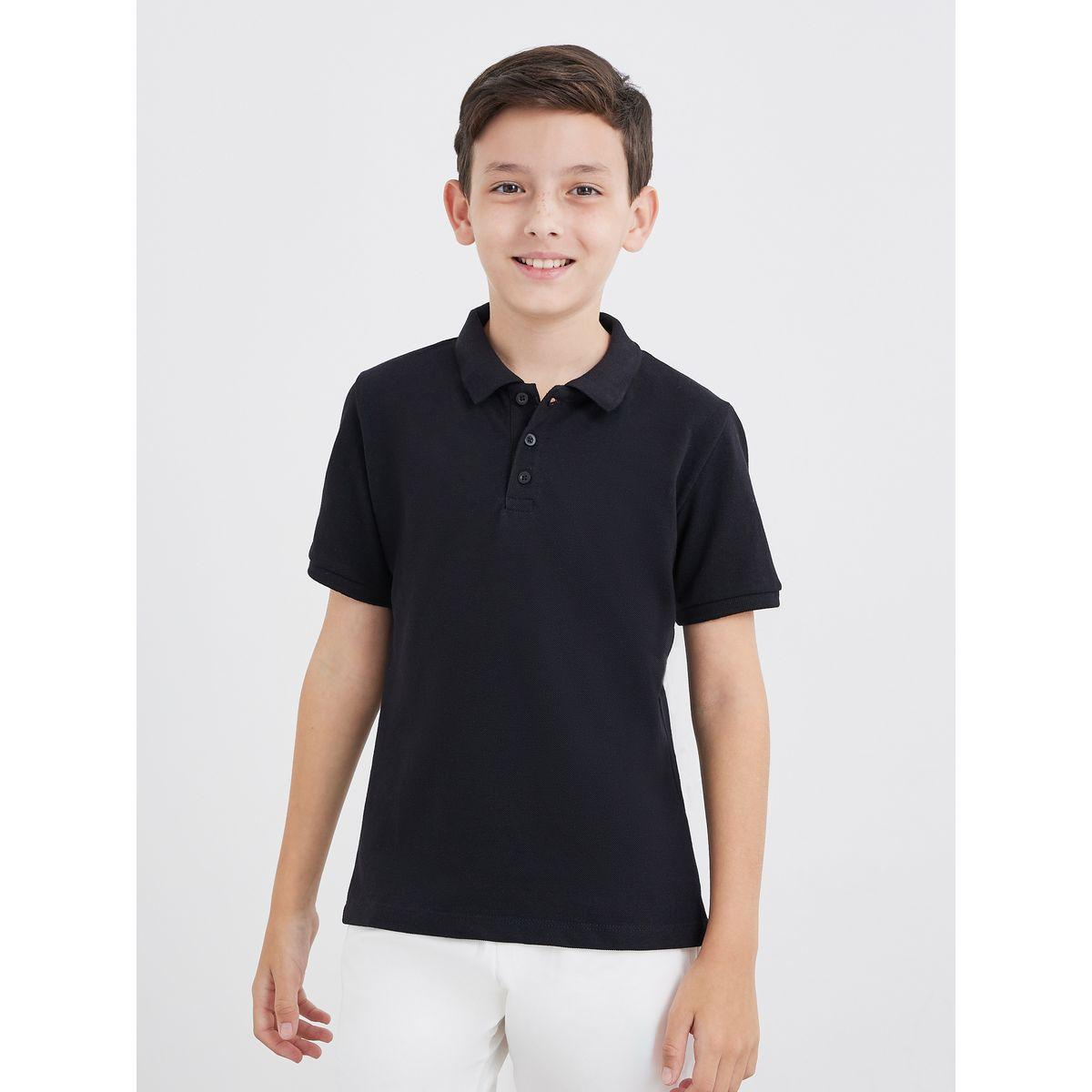 Styli Boys Black Cotton Polo T-Shirt-boys-clothing-tshirtsandpolos-image-1