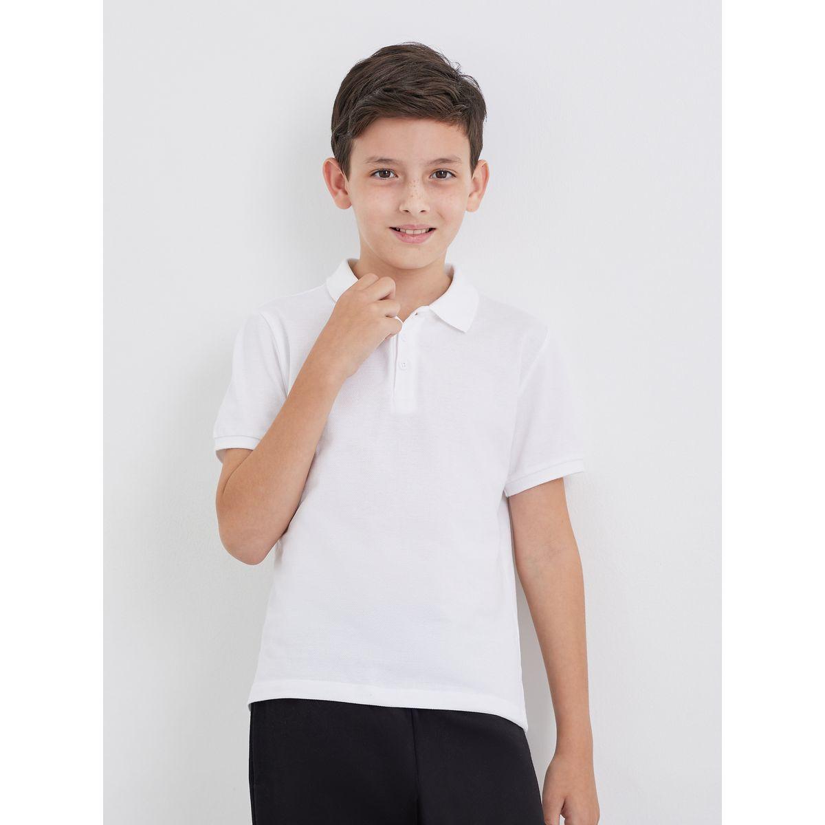Styli Boys White Cotton Polo T-Shirt-boys-clothing-tshirtsandpolos-image-1