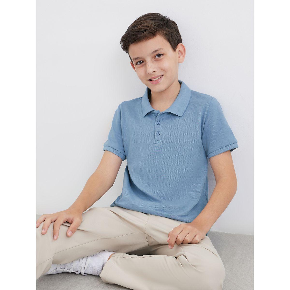 Styli Boys Light Blue Cotton Polo T-Shirt-boys-clothing-tshirtsandpolos-image-1