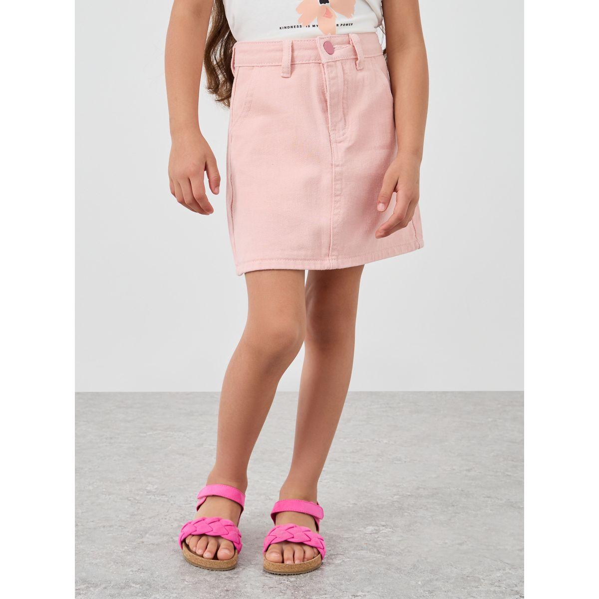 Styli Denim Mini Skirt with Pocket-girls-clothing-bottoms-skirts-image-1