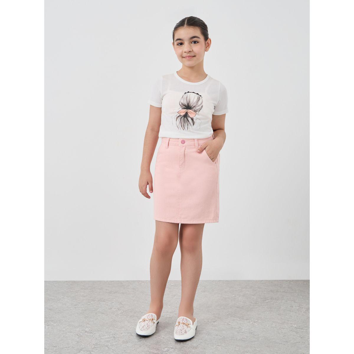 تنورة قصيرة دنيم سادى مع جيوب-girls-clothing-bottoms-skirts-image-3