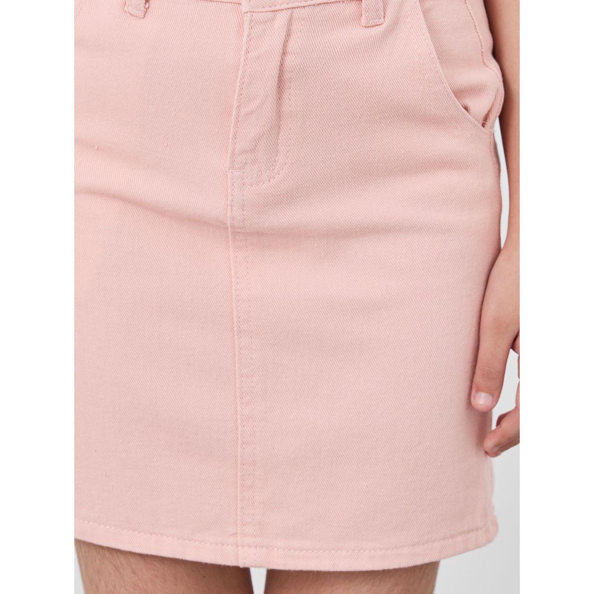 Styli Solid Mini Denim Skirt with Pockets-girls-clothing-bottoms-skirts-image-3