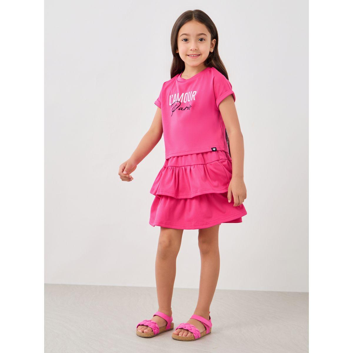 مجموعة من تنورة بطبقات وتيشيرت بطبعة كتابة-girls-clothing-setsandcoords-image-1