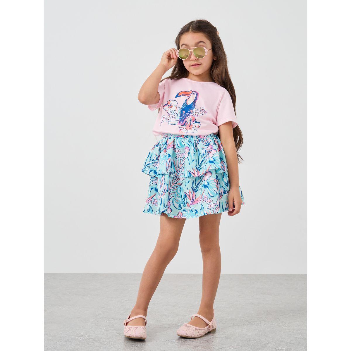 مجموعة من تنوة بكسرات وتيشيرت بطبعة جرافيك-girls-clothing-setsandcoords-image-1