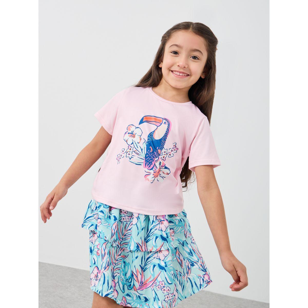 Styli Graphic Print T-Shirt and Tiered Skirt Set-girls-clothing-setsandcoords-image-2