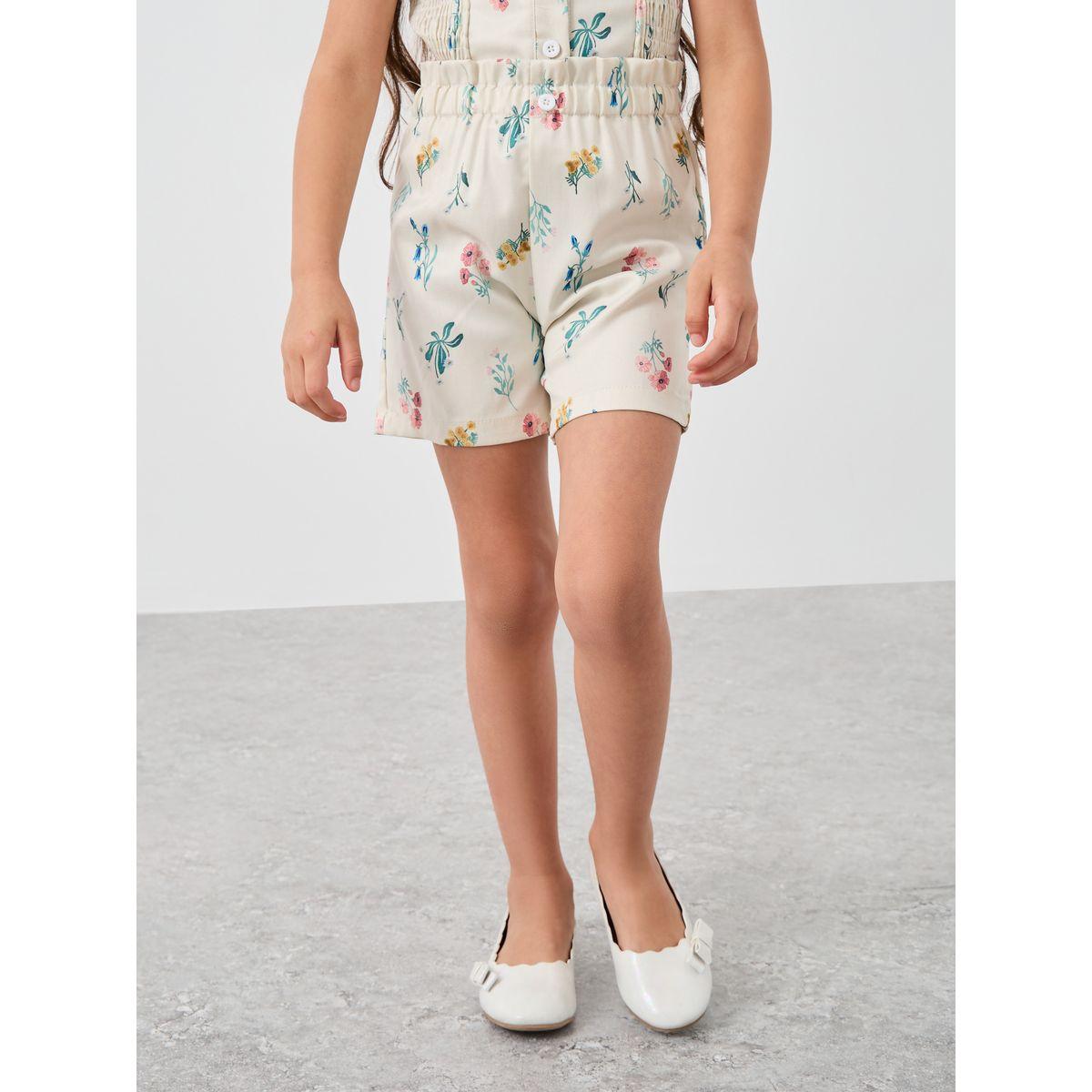 مجموعة من شورت وبلوزة بطبعة زهور وأزرار-girls-clothing-setsandcoords-image-5