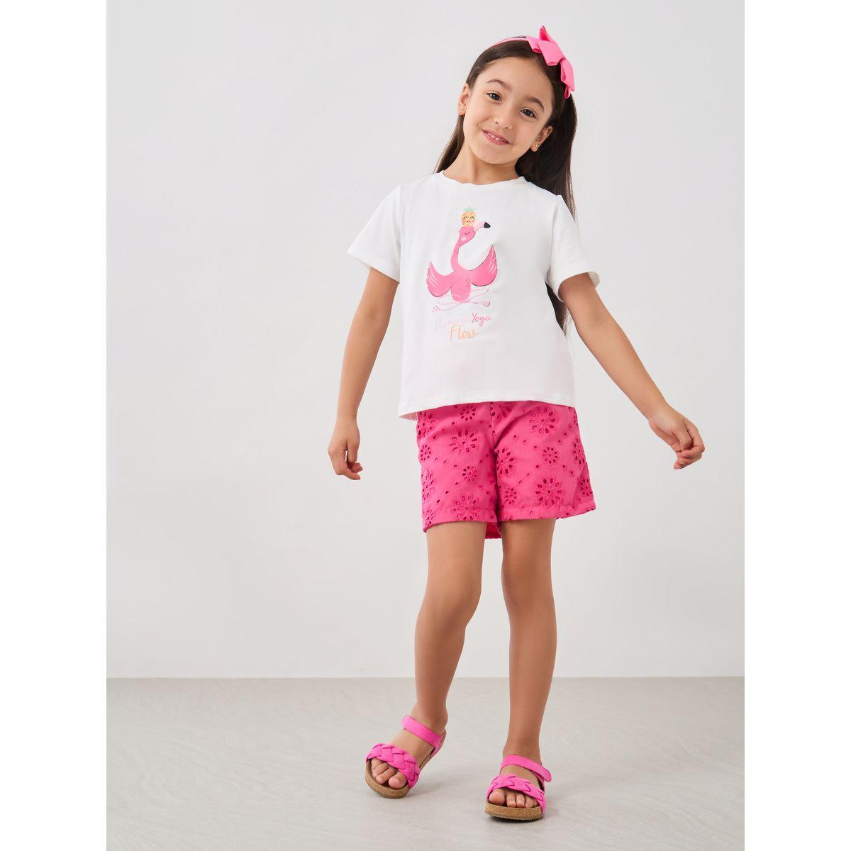Styli Graphic Print Round Neck T-Shirt and Shorts Set-girls-clothing-setsandcoords-image-1
