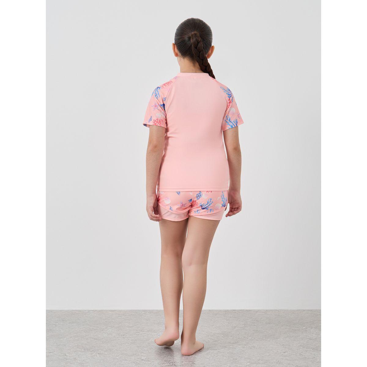 بدلة سباحة مطبعة بأكمام ريجلان-sports-girls-clothing-tops-image-4