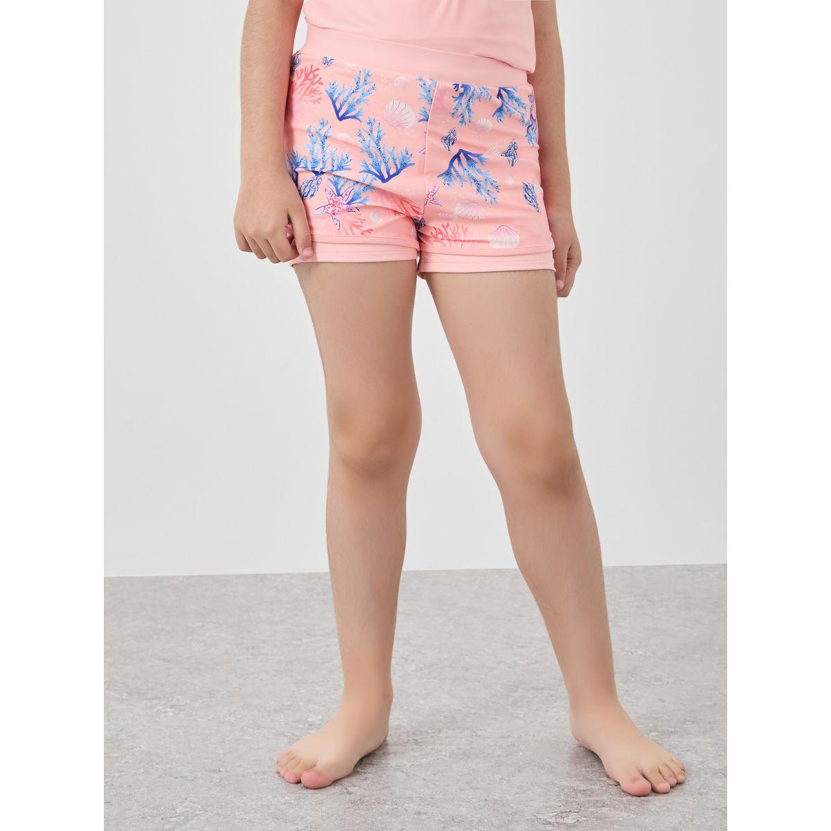 Styli Girls Coral Printed Raglan Sleeve Swimsuit-sports-girls-clothing-tops-image-5