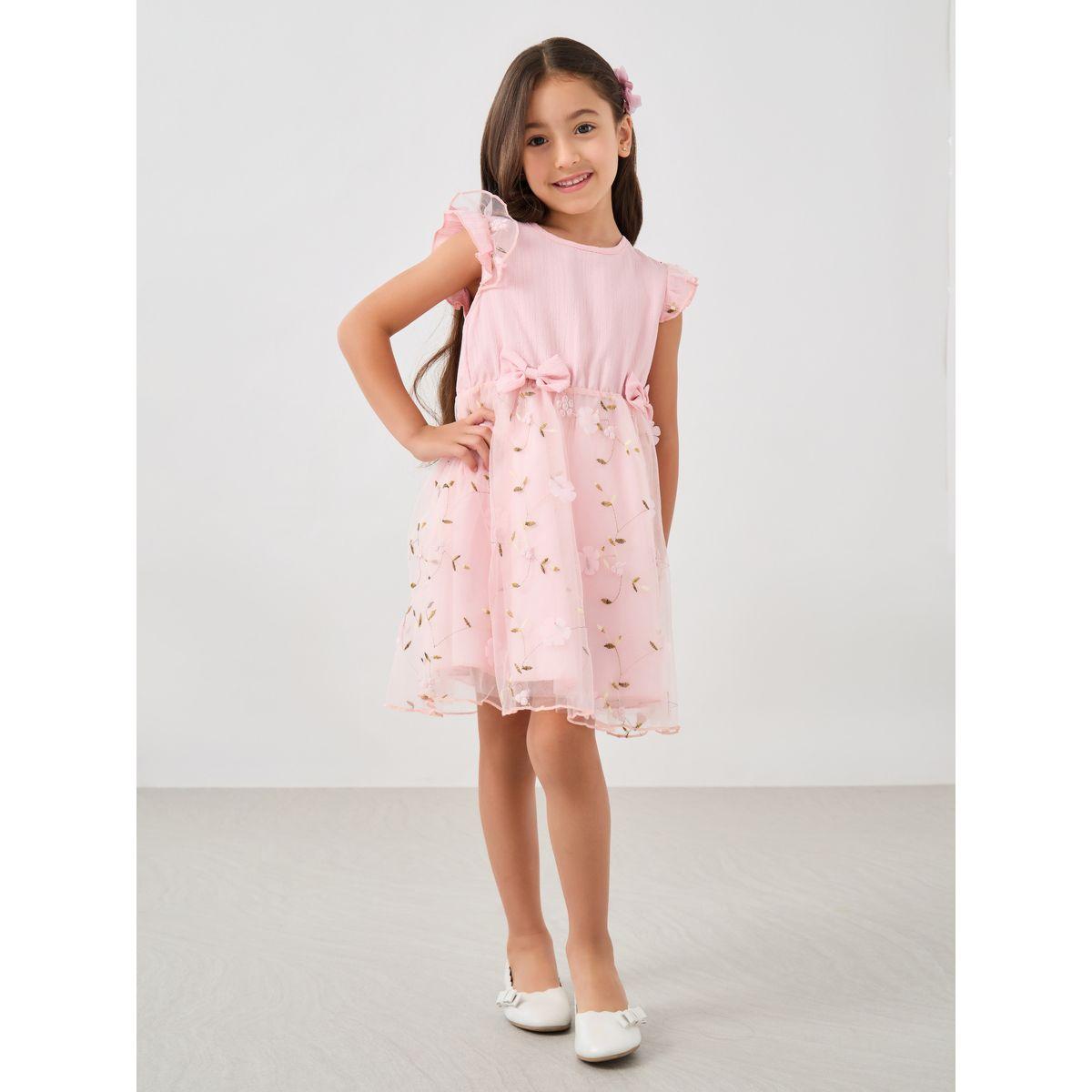 فستان قصير بلا أكمام وتفاصيل شبكية-girls-clothing-dressesandjumpsuits-image-1