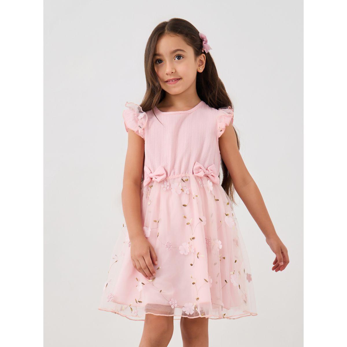 فستان قصير بلا أكمام وتفاصيل شبكية-girls-clothing-dressesandjumpsuits-image-2