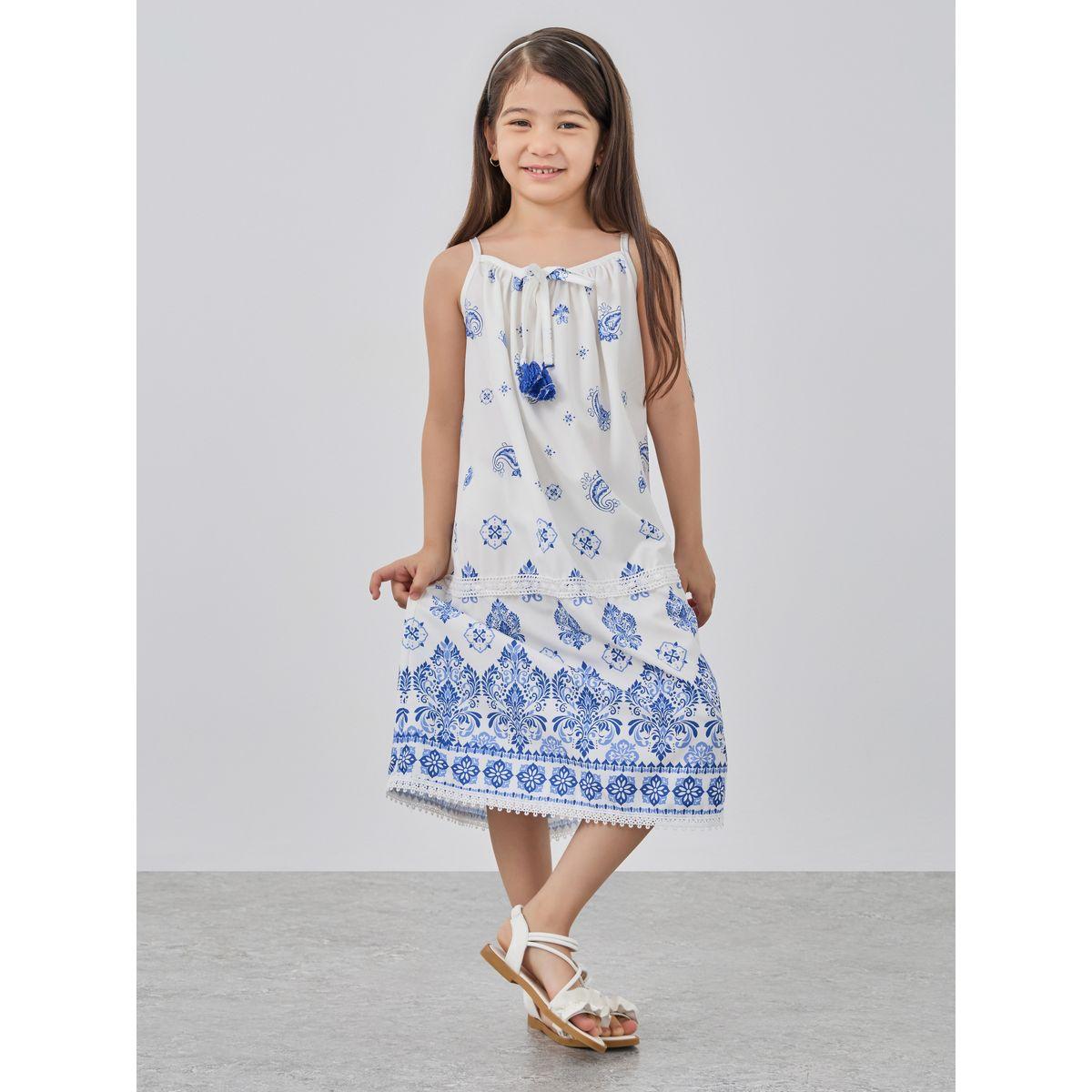 فستان مُطبع بحمالات مع تفاصيل فيونكة-girls-clothing-dressesandjumpsuits-image-1