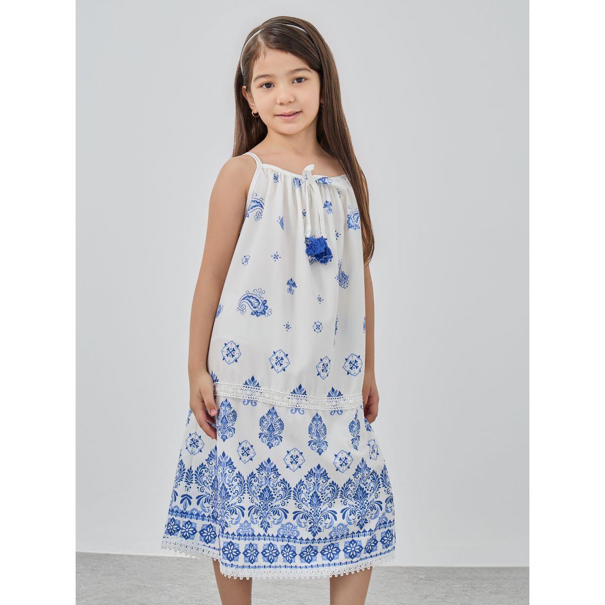 فستان مُطبع بحمالات مع تفاصيل فيونكة-girls-clothing-dressesandjumpsuits-image-2