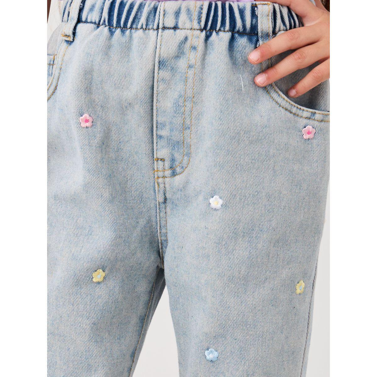 جينز بأرجل مستقيمة وزهور مُطرّزة-girls-clothing-bottoms-jeansandjeggings-image-3