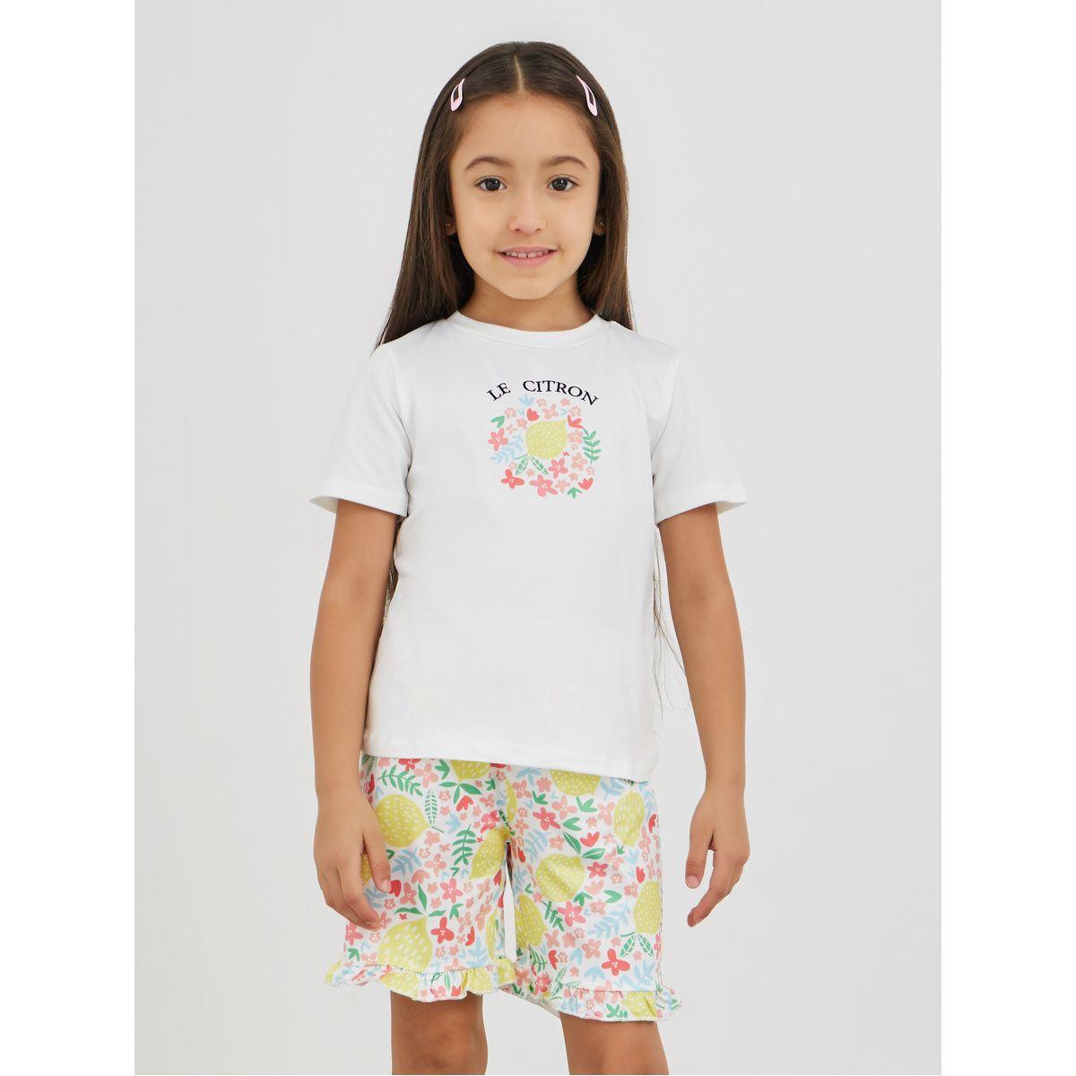 Styli Graphic Print Short Sleeve T-Shirt and Shorts Pyjama Set-girls-clothing-nightwear-image-2