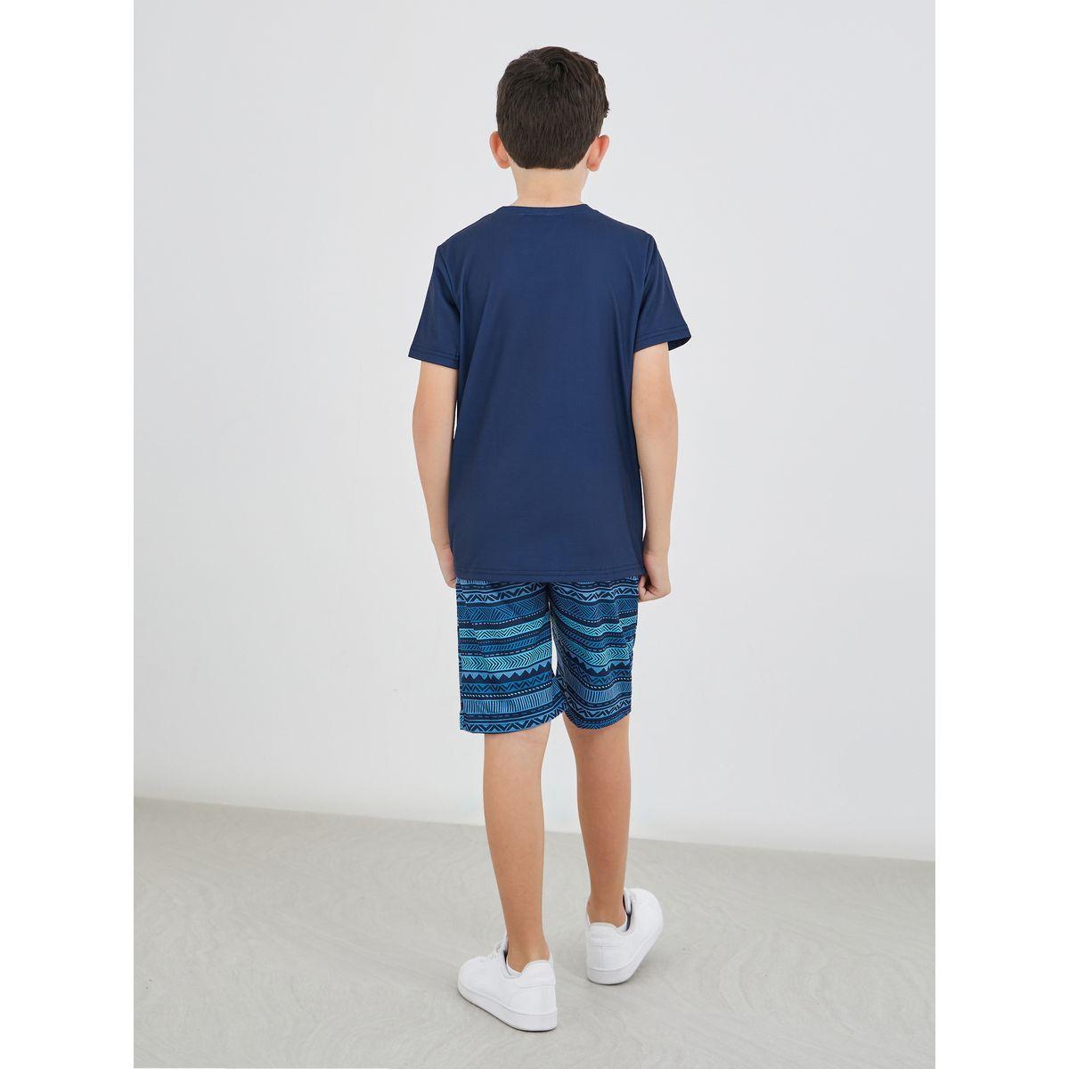 Styli Printed Pocket Round Neck T-Shirt and Shorts Pyjama Set-boys-clothing-nightwear-image-4