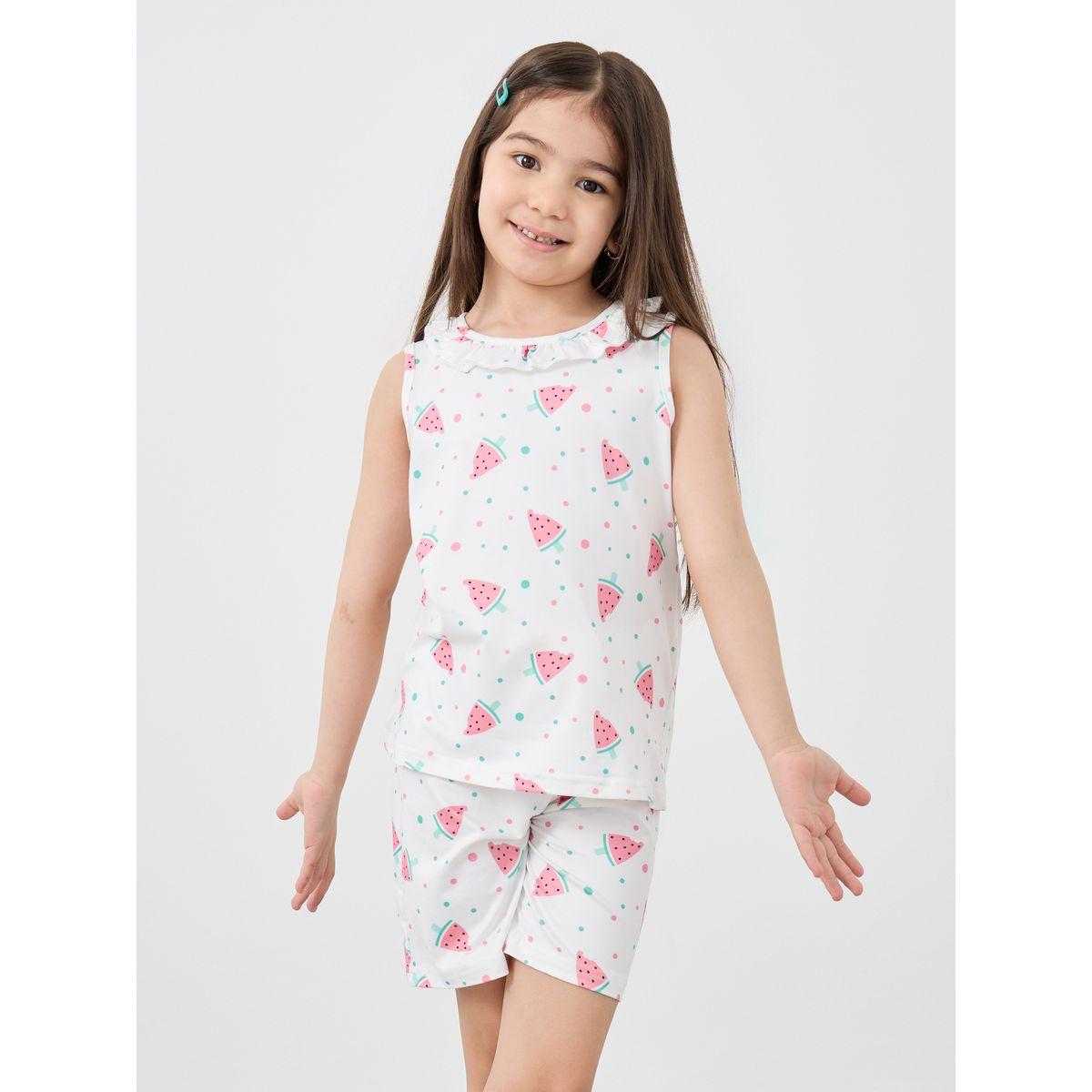طقم بيجاما من شورت وبلوزة بلا أكمام بطبعة جرافيك-girls-clothing-nightwear-image-4