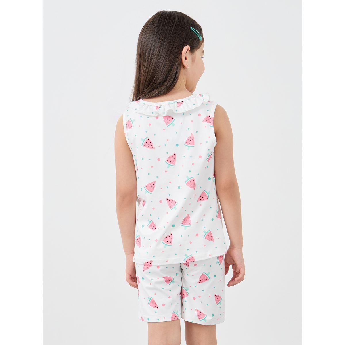 طقم بيجاما من شورت وبلوزة بلا أكمام بطبعة جرافيك-girls-clothing-nightwear-image-6