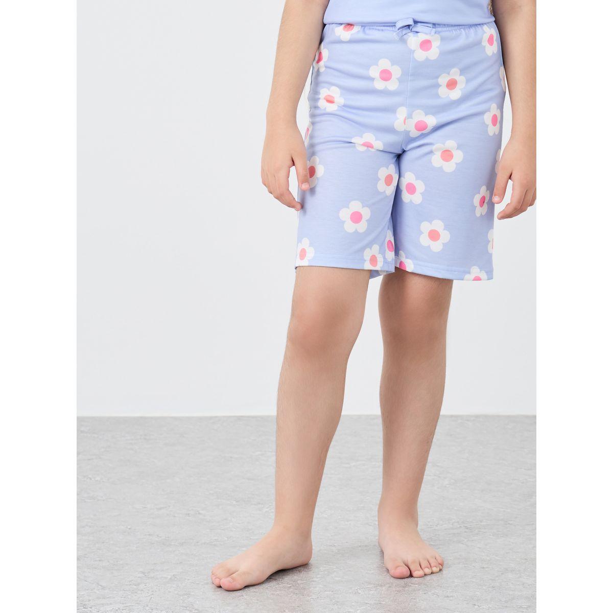 طقم من شورت وتيشيرت بطبعة زهور-girls-clothing-nightwear-image-4