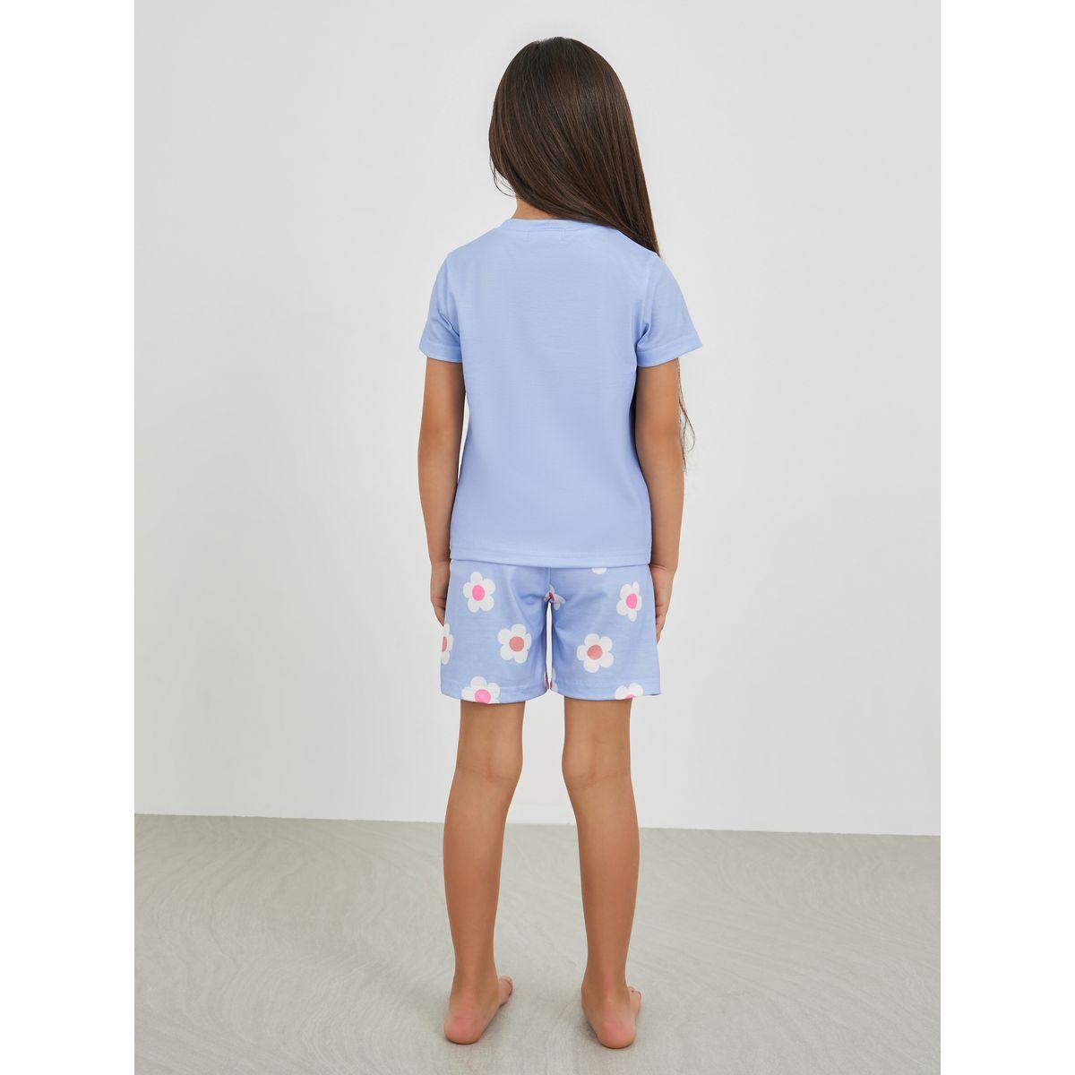 طقم بيجاما من بنطال وتيشيرت بطبعة كتابة وأكمام قصيرة-girls-clothing-nightwear-image-4