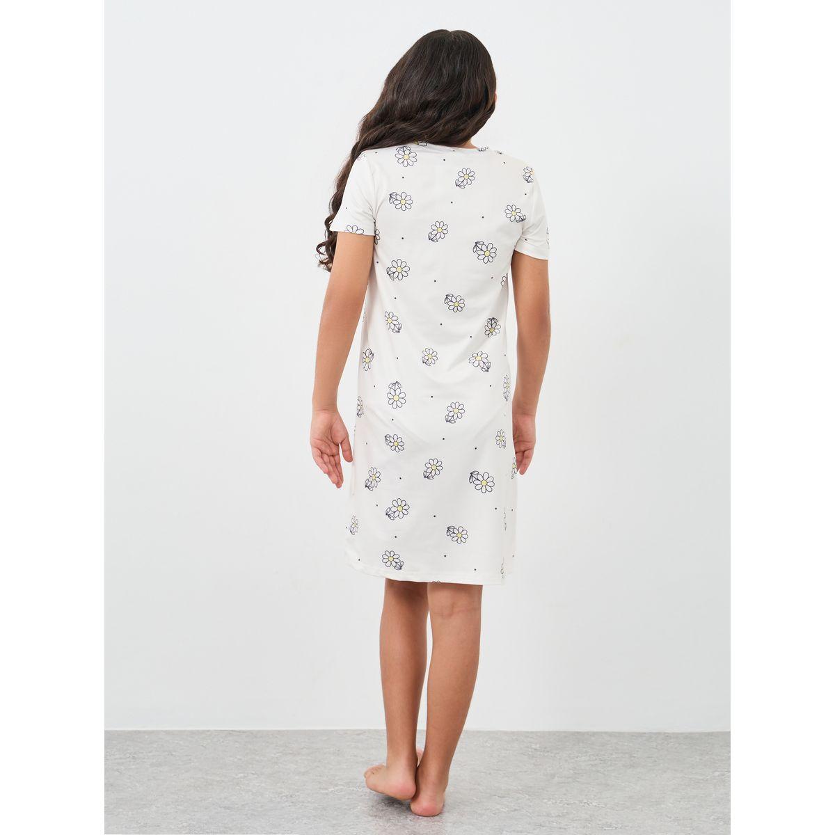 Styli Floral Print Round Neck Sleep Dress-girls-clothing-nightwear-image-4