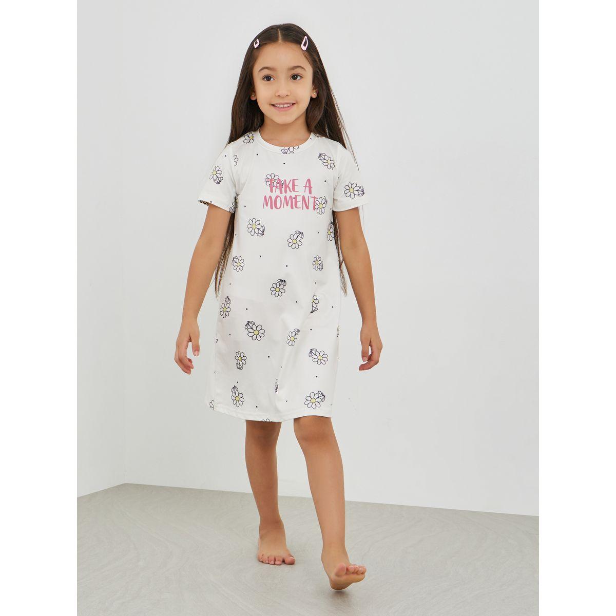 قميص نوم بطبعة جرافيك وأكمام قصيرة-girls-clothing-nightwear-image-1