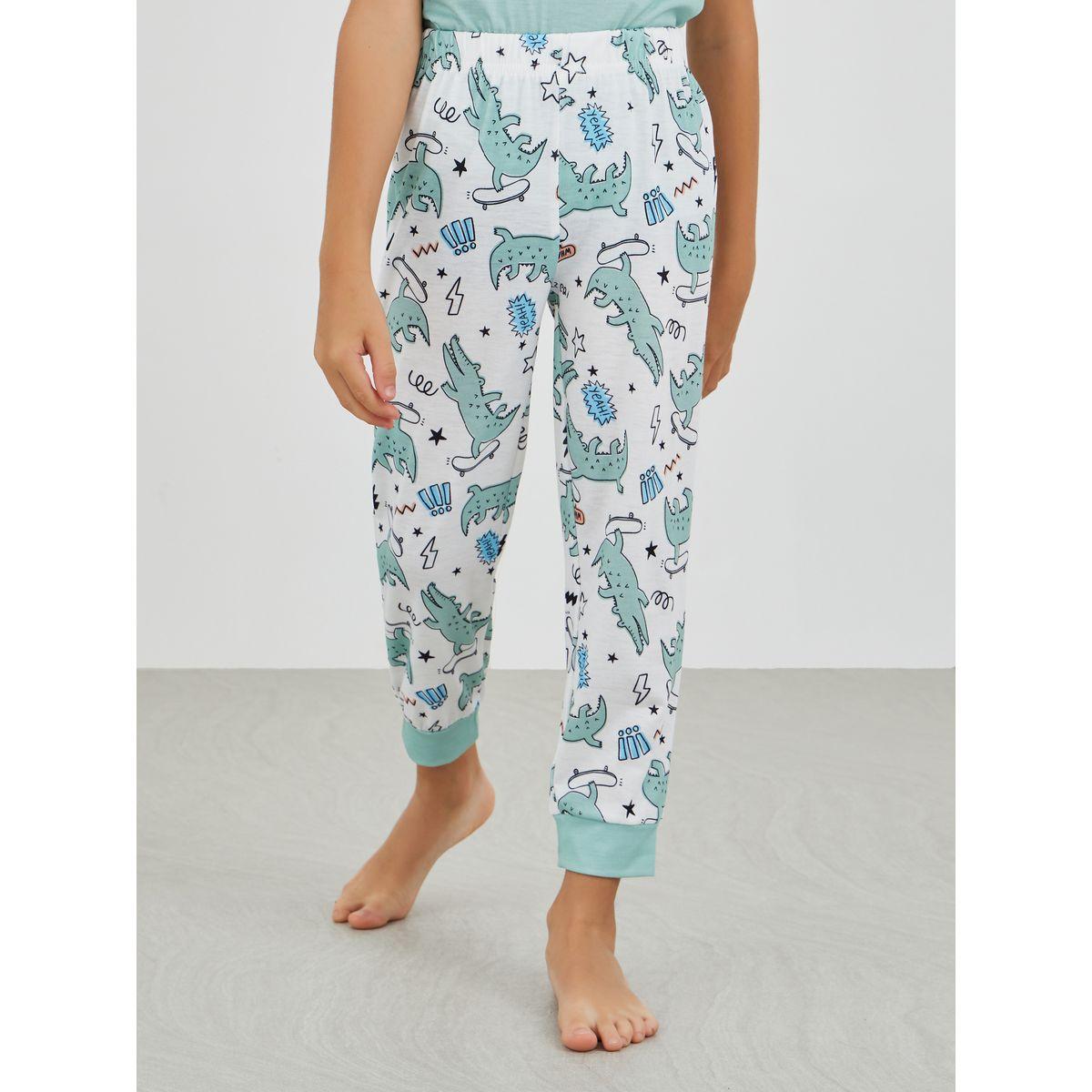 Styli Graphic Print Round Neck T-Shirt and Pyjama Set-boys-clothing-nightwear-image-5