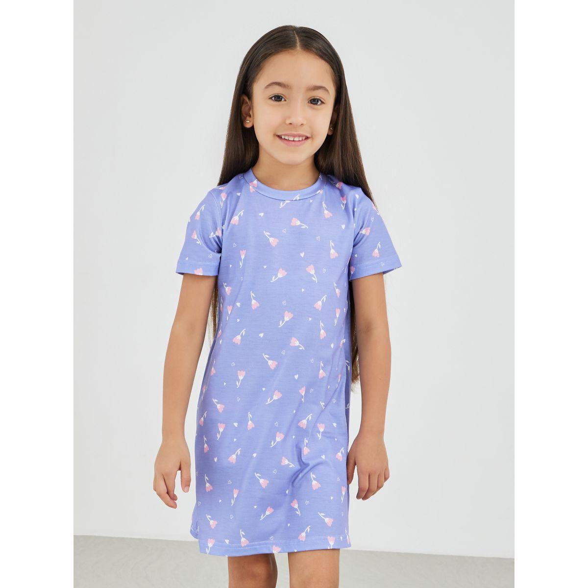 Styli All-Over Print Short Sleeve Sleep Dress-girls-clothing-nightwear-image-2