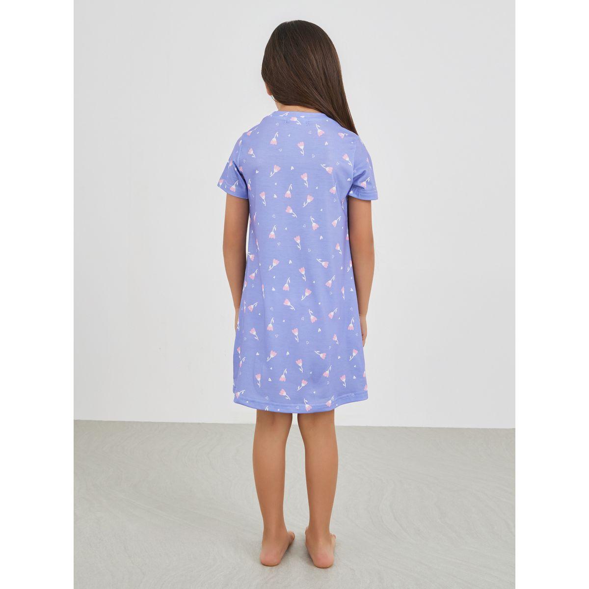 Styli All-Over Print Short Sleeve Sleep Dress-girls-clothing-nightwear-image-4