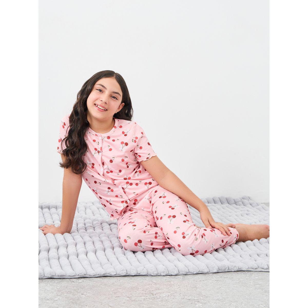 طقم من بنطال بيجاما وتيشيرت مُطبع بالكامل-girls-clothing-nightwear-image-1