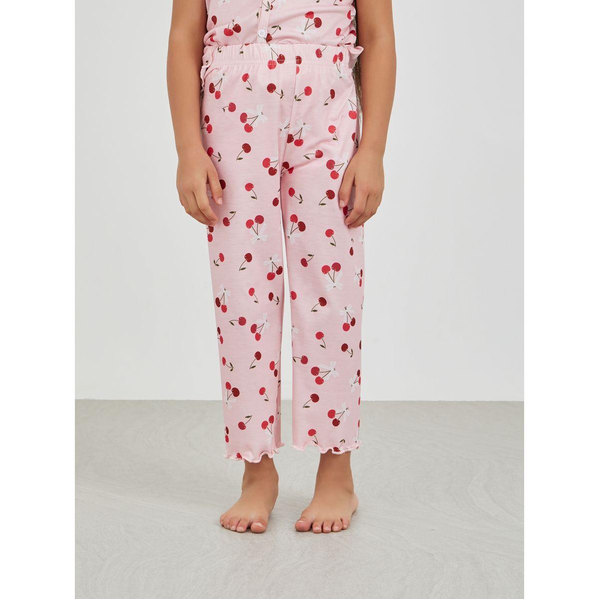 Styli All-Over Print Buttoned Top and Pyjama Set-girls-clothing-nightwear-image-5