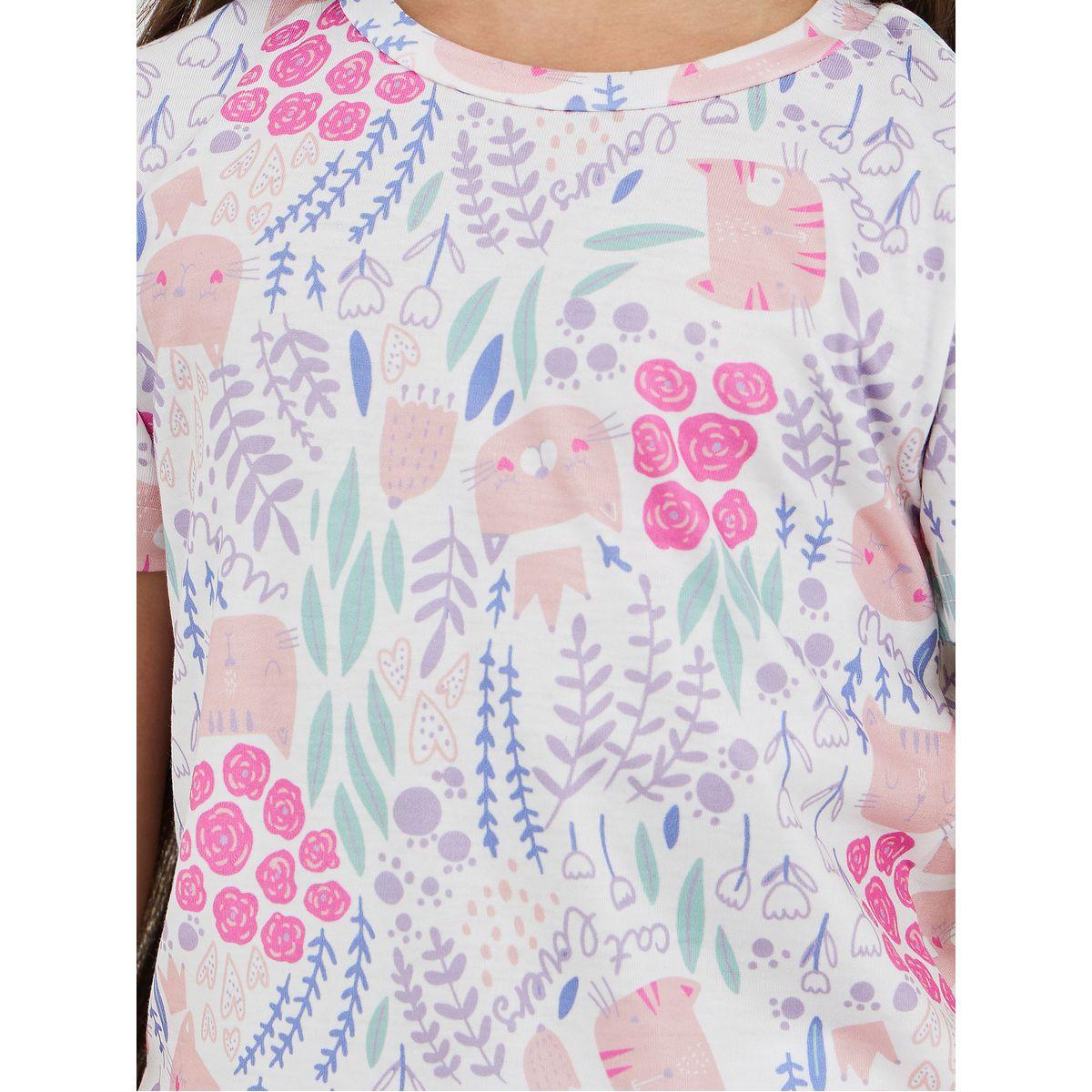 Styli All-Over Print Short Sleeve T-Shirt and Pyjama Set-girls-clothing-nightwear-image-3