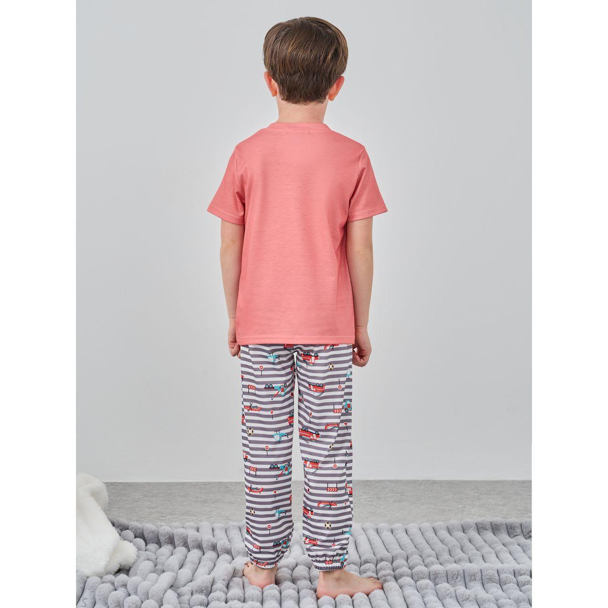 Styli Graphic Print T-Shirt and Striped Pyjama Set-boys-clothing-nightwear-image-5
