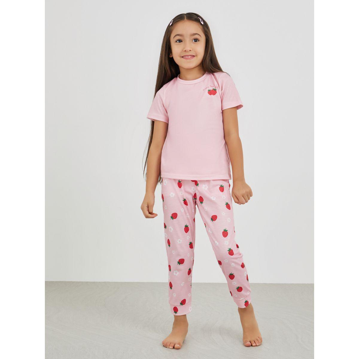 Styli Graphic Print Short Sleeve T-Shirt and Pyjama Set-girls-clothing-nightwear-image-1