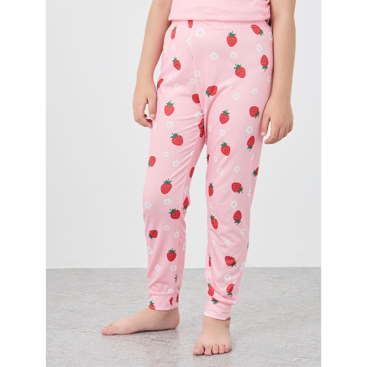 Styli Strawberry Print T-Shirt and Pyjama Set-girls-clothing-nightwear-image-5