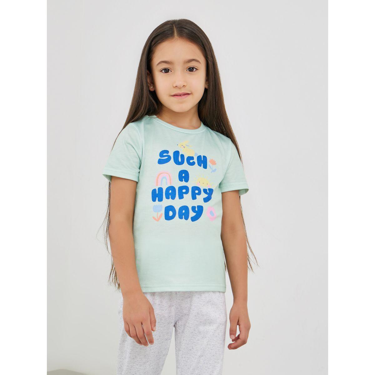 طقم بيجاما من بنطال وتيشيرت بطبعة كتابة-girls-clothing-nightwear-image-3