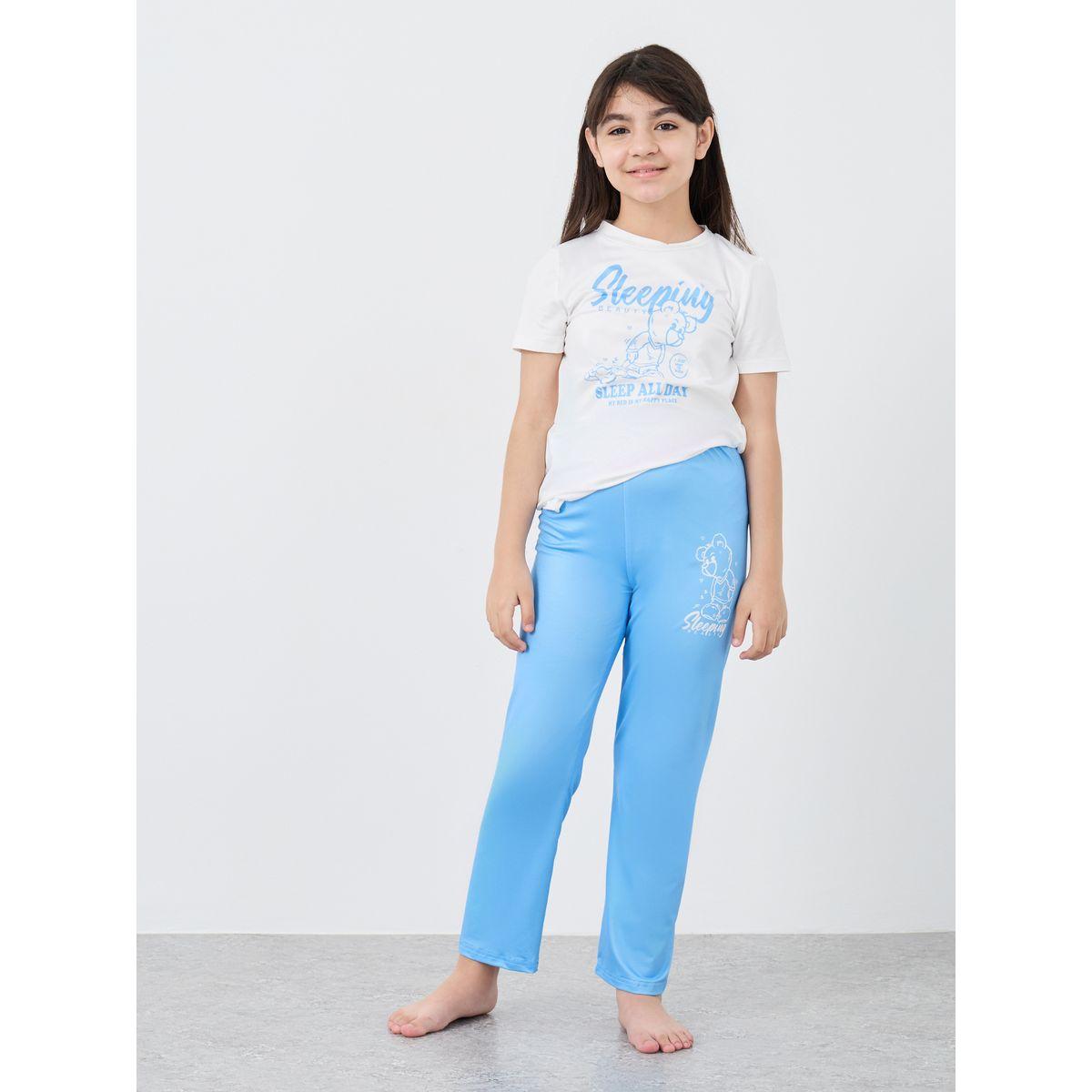 Styli Bear Print T-Shirt and Pyjama Set-girls-clothing-nightwear-image-2