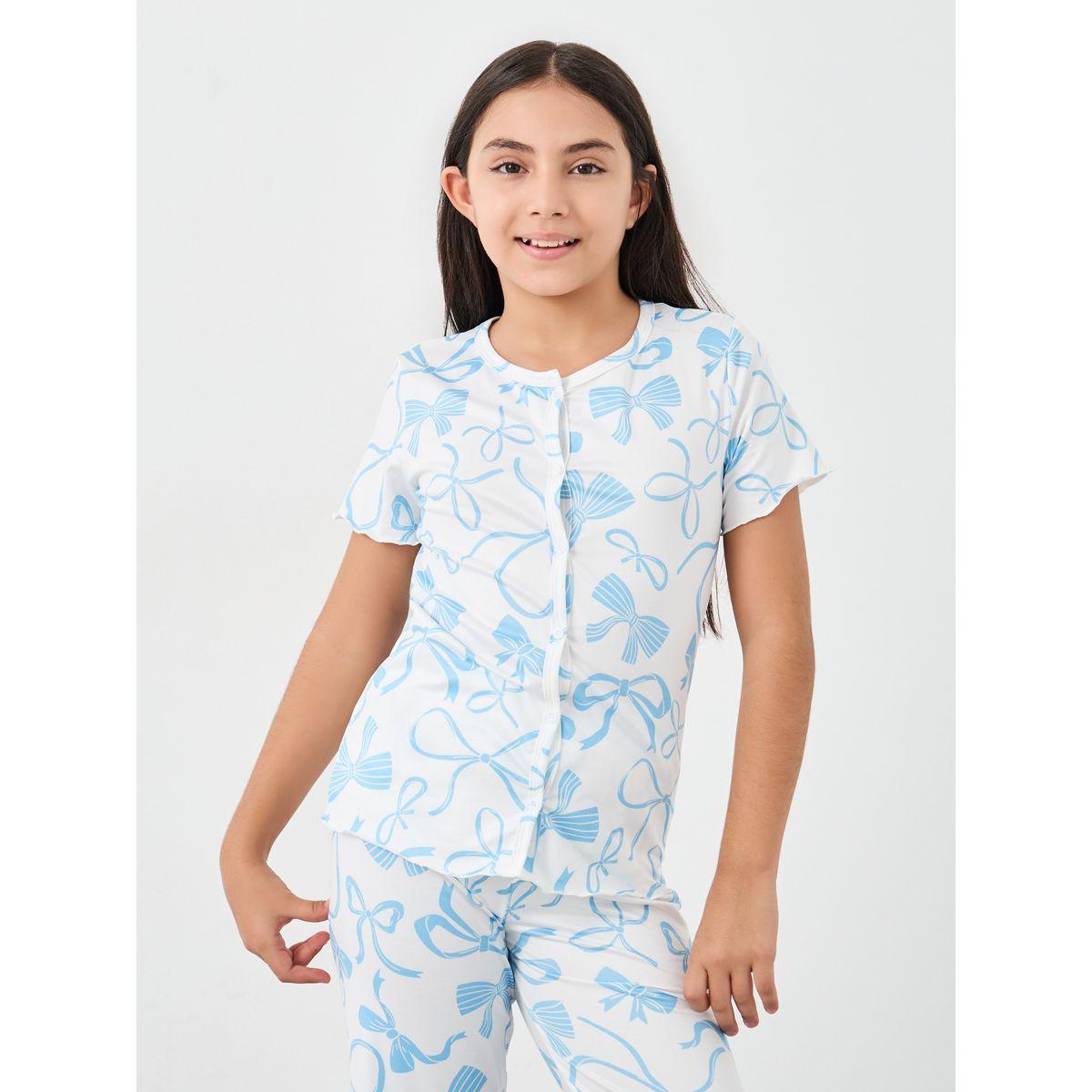 طقم من بنطال بيجاما وبلوزة بطبعة فيونكة-girls-clothing-nightwear-image-2