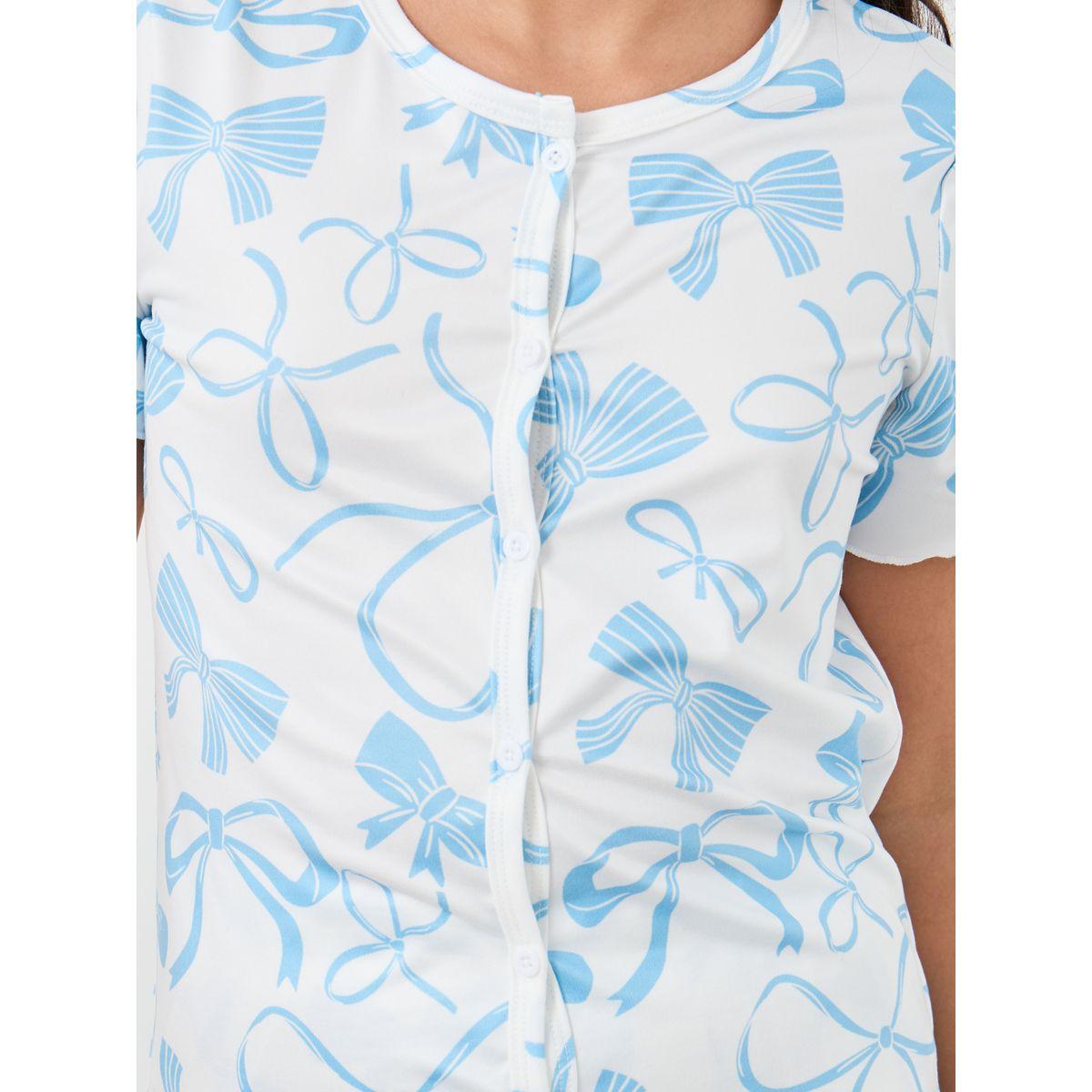 Styli Ribbon Print Top and Pyjama Set-girls-clothing-nightwear-image-3