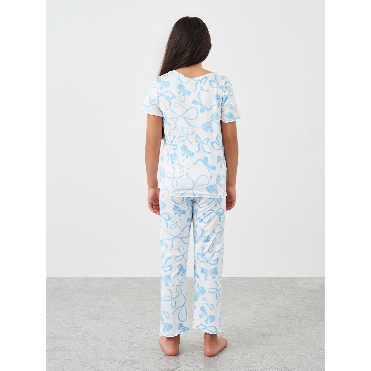 طقم من بنطال بيجاما وبلوزة بطبعة فيونكة-girls-clothing-nightwear-image-4