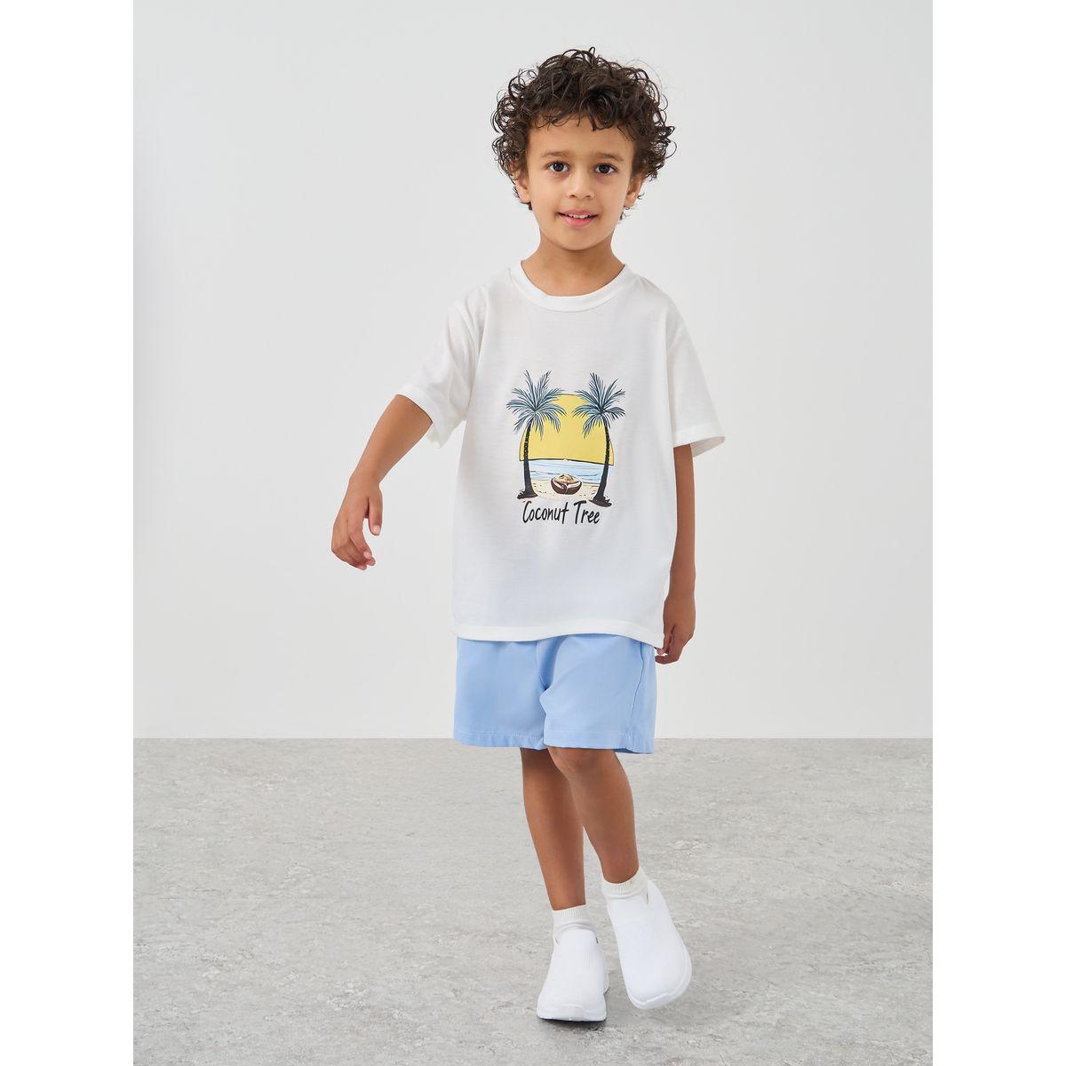 Styli Graphic Print Round Neck T-Shirt and Shorts Set-boys-clothing-setsandcoords-image-1
