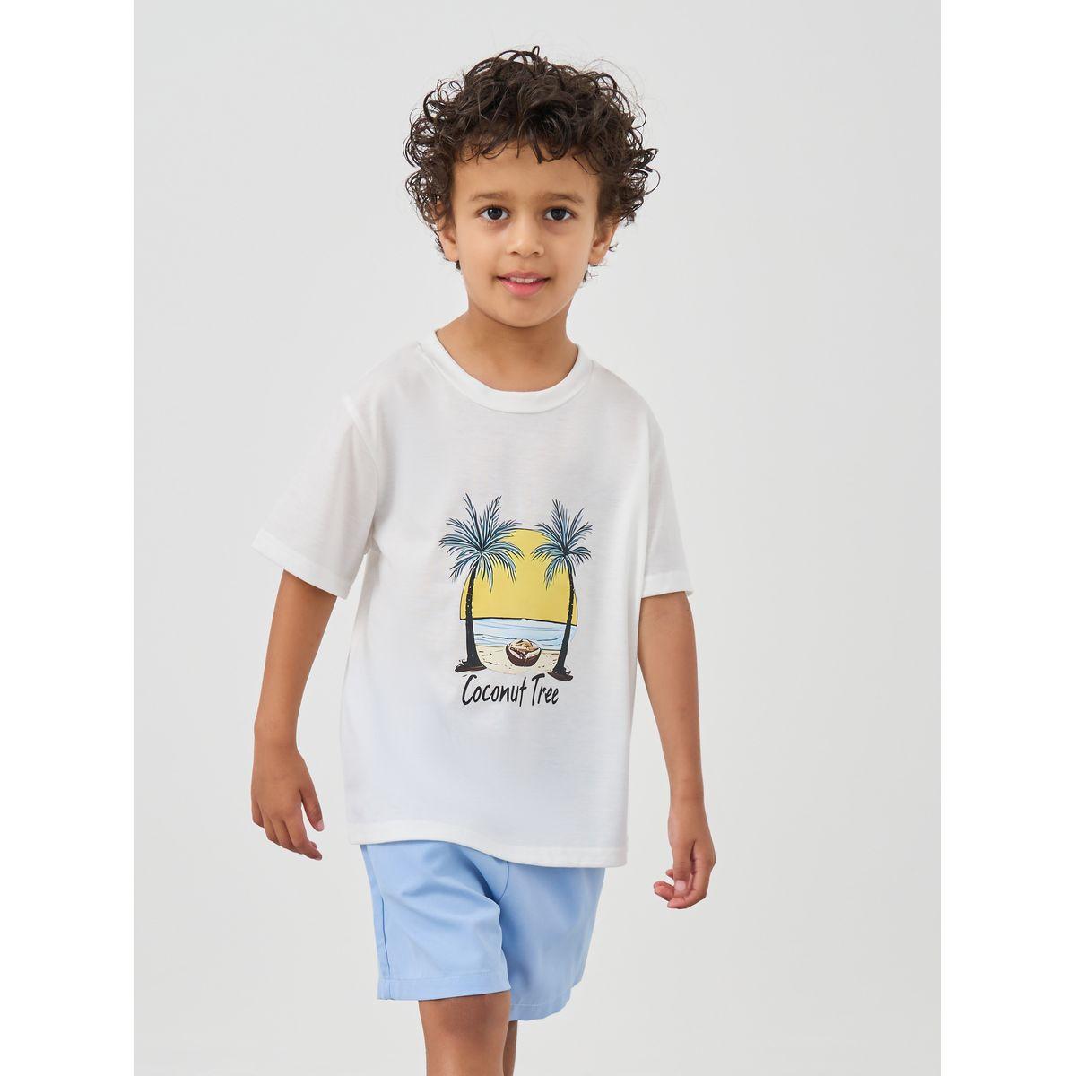 Styli Graphic Print Round Neck T-Shirt and Shorts Set-boys-clothing-setsandcoords-image-2