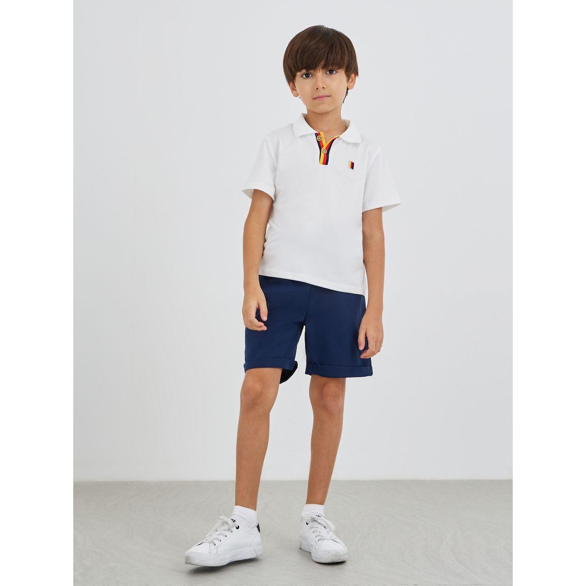 Styli Boys Contrast Trim Short Sleeve Polo T-Shirt and Shorts Set-boys-clothing-setsandcoords-image-1