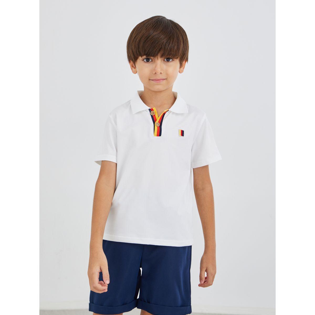 Styli Boys Contrast Trim Short Sleeve Polo T-Shirt and Shorts Set-boys-clothing-setsandcoords-image-2