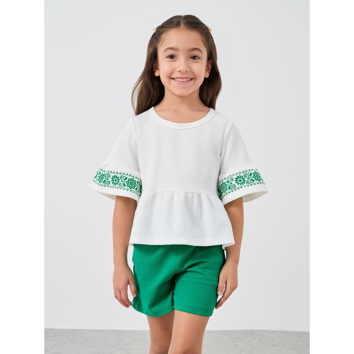 Styli Printed Ruffled Hem Top and Shorts Set-girls-clothing-setsandcoords-image-2
