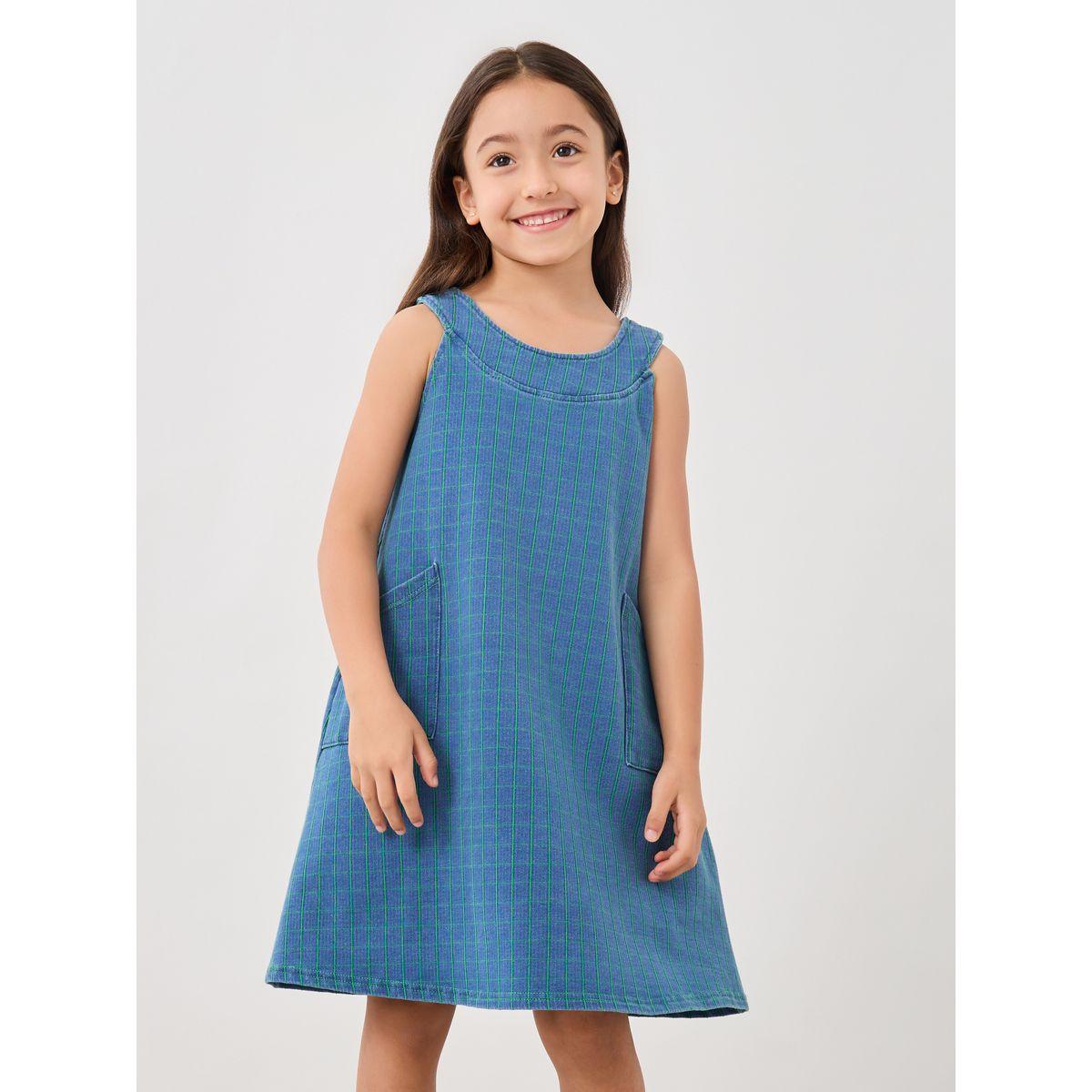 Styli Plaid Pocket Detail Sleeveless Dress-girls-clothing-dressesandjumpsuits-image-2
