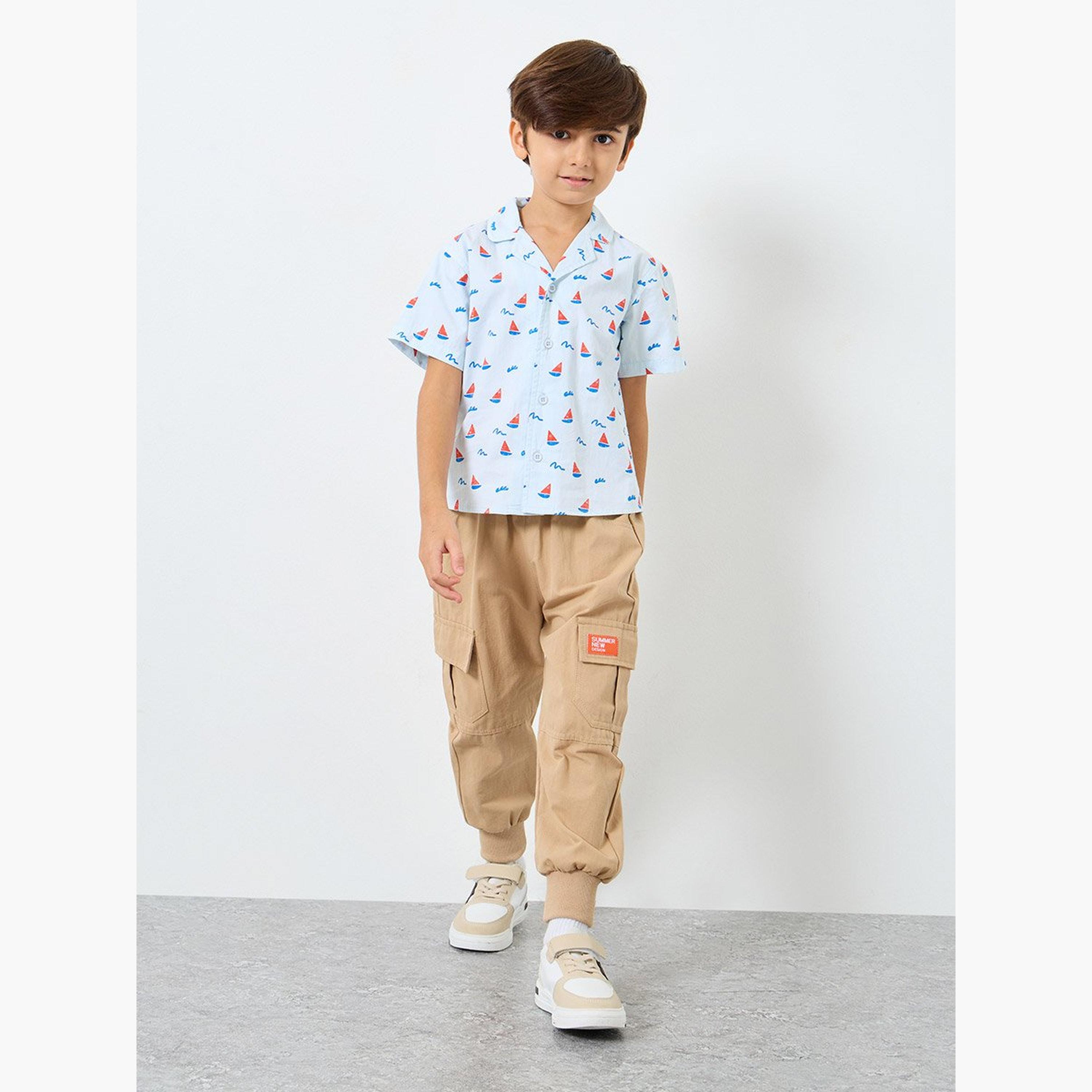 Styli Boys Sailboat Print Cotton Shirt-boys-clothing-shirts-image-2