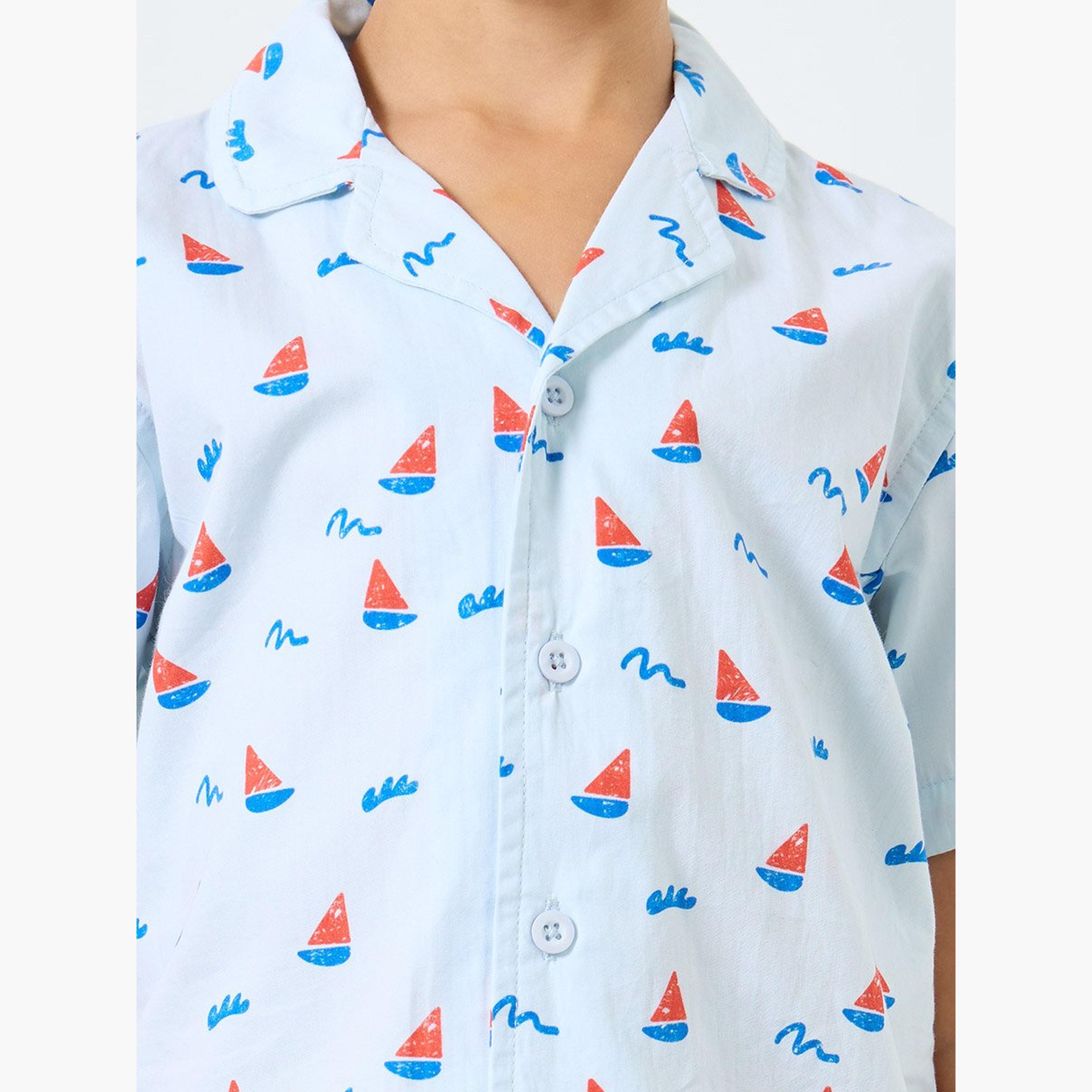 ستايلي - قميص قطني بطبعة قارب شراعي للأولاد-boys-clothing-shirts-image-3